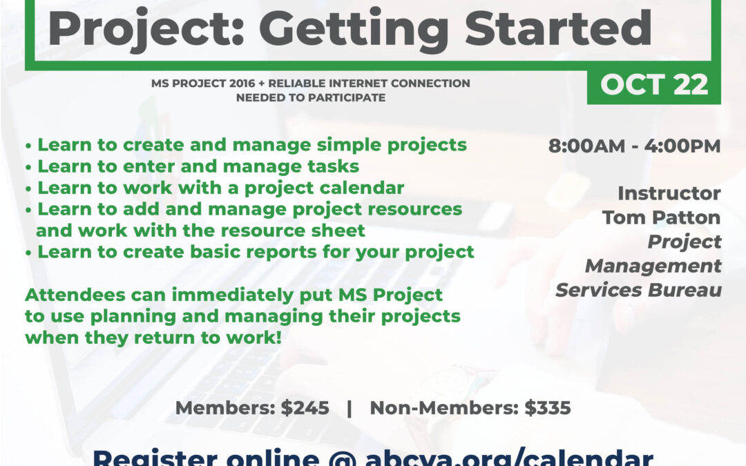 Introduction to Microsoft Project (Virtual) 10/22
