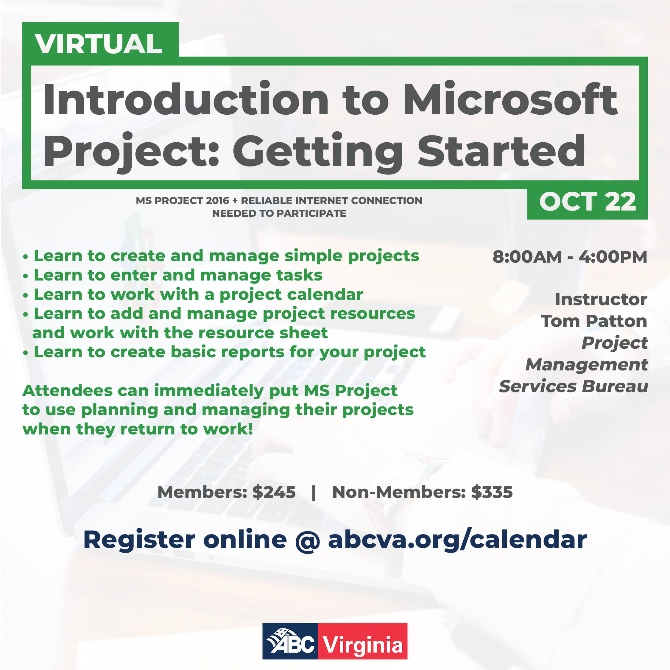 Intro To MS Project Virtual Oct 22 WEB