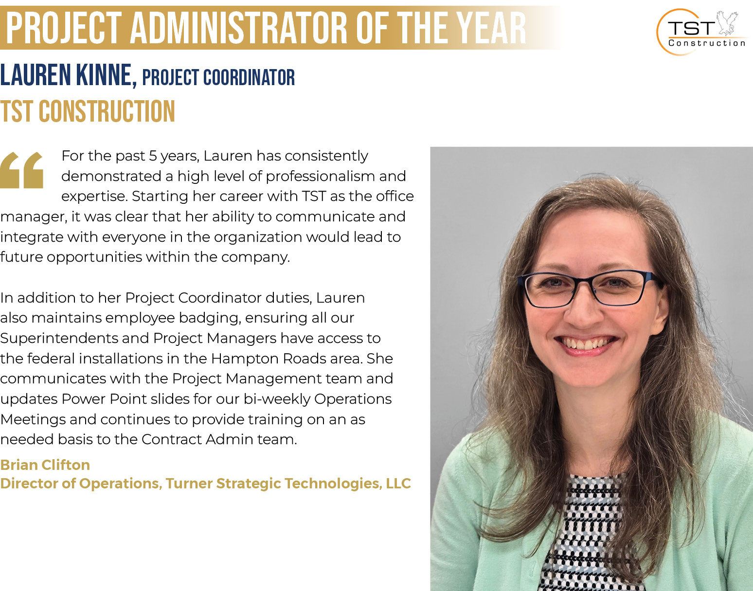 OTY Project Admin Lauren Kinne