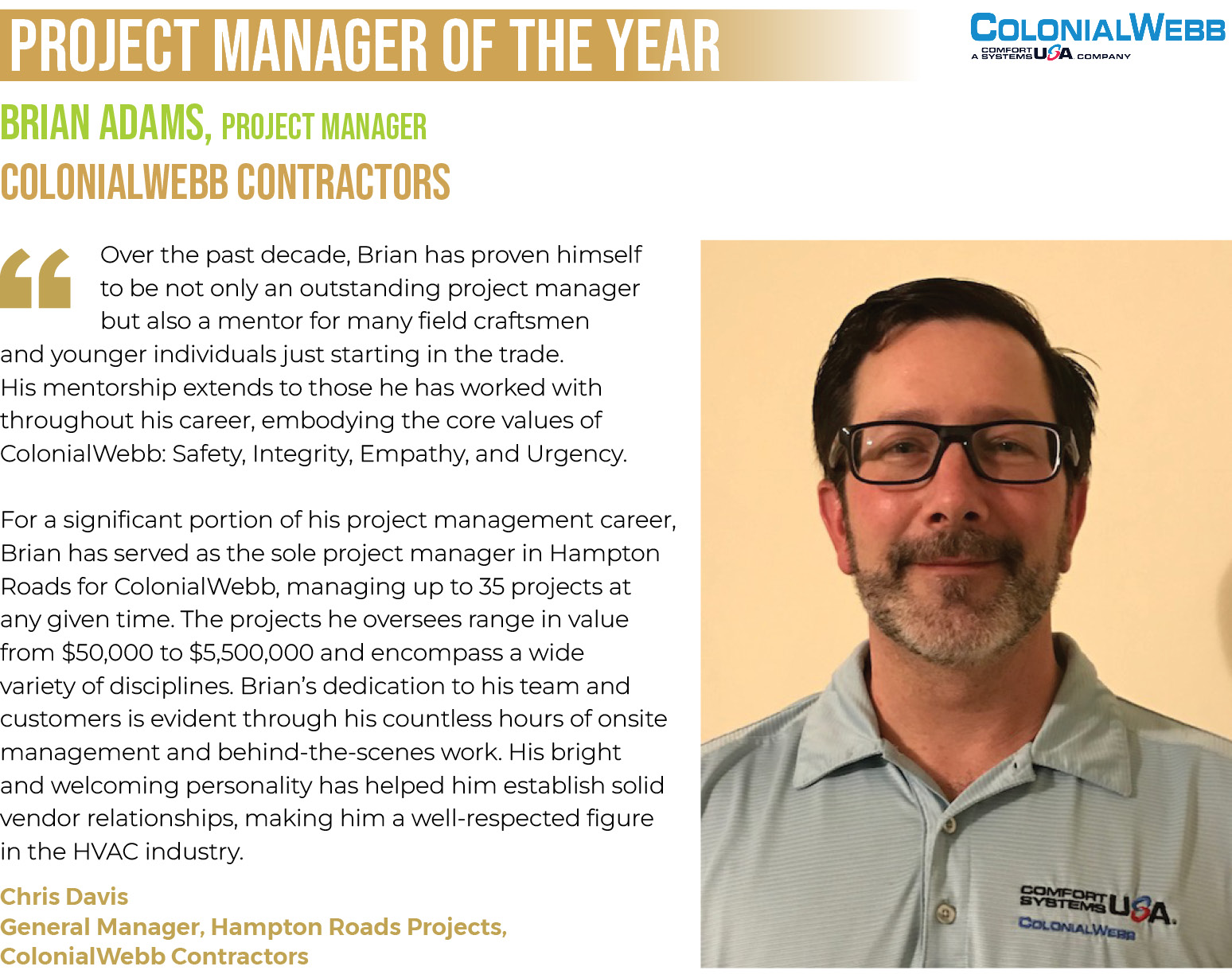 OTY Project Mgr Brian Adams