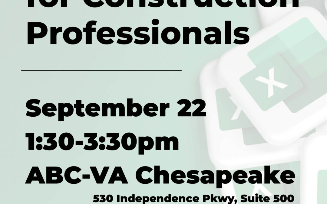 Beginner Excel for Construction Professionals 9/22 HR