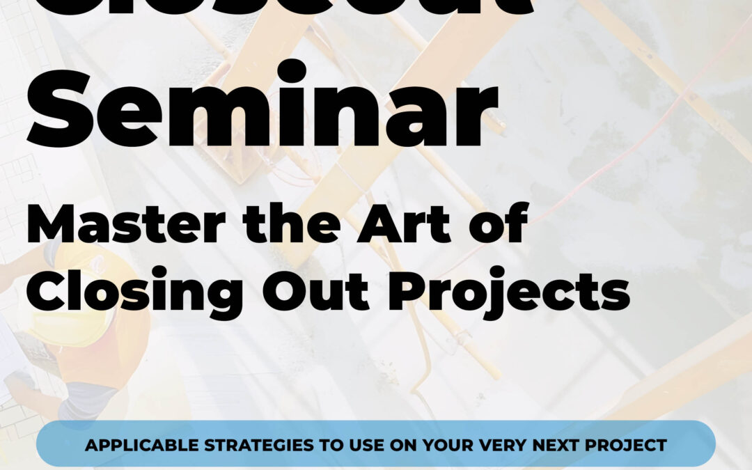 Project Closeout Seminar 10/21 CV
